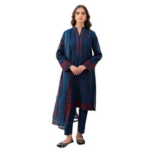 Vestidos Casuales de Lujo de 3 Piezas para Mujer, Estilo Pakistaní, de Verano, Bordados, de Algodón, con Encaje y Cuentas, para Adultos - Product Image 1