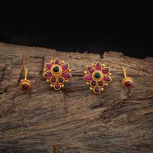 Boucles d'oreilles clous en platine avec zircon pour fiançailles, mariage, fête, cadeau - Product Image 1