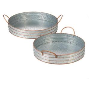 Juego de bandeja galvanizada Premium para servir con mango de metal, forma y tamaño personalizados para decoración de granja, bandeja para servir - Product Image 1