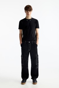 Manufacturer Custom Man Vintage Wash Regular Fit Straight Leg <b>Baggy</b> Patchwork Canvas Waterproof Breathable High Jeans Pant for - Product Image 2