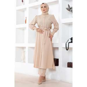 Conjunto Casual Diario de Otoño MSW19233-4, Suéter Tejido Beige con Detalle de Abertura, Largo Midi, Corte Holgado, Dos Piezas, Tallas XS a XL, ODM OEM - Product Image 3