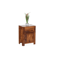Table de chevet rustique en bois avec 1 tiroir et rangement, meuble de chambre à coucher, style antique, table de chevet en bois massif
