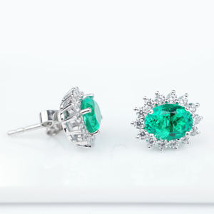 Juego de Joyería de Lujo con Zafiro Cultivado en Laboratorio, Plata de Ley 925, Anillo Halo, Aretes y Colgante para Mujer, para Bodas y Regalos - Product Image 3