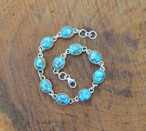 Spinner de piedras preciosas de Plata de Ley 925, pulsera ajustable azul turquesa, piedra natal de diciembre, joyería hecha a mano, regalo para cumpleaños - Product Image 2