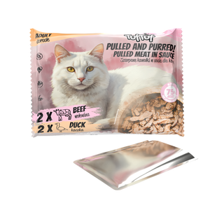 TufTuf Alimento Húmedo para Gatos en Salsa, en Trozos Desmenuzados, Multipack - 4 x 100 g - Mezcla de 2+2 Sabores - Res y Pato - Product Image 2