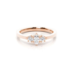 0.30 carats diamant de laboratoire serti à 4 broches avec coupe marquise et ronde pour les fonctions familiales des femmes bagues en diamant - Product Image 3