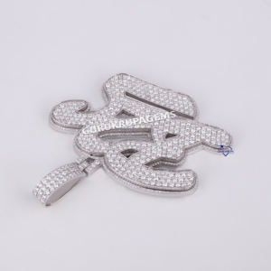 Pass Diamond Tester VVS Lab Grown Diamond Hiphop Jewelry oro blanco de 14kt con letra de corte redondo personalizado Iced Out Pendant Jewelry - Product Image 3