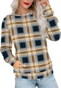 Sudaderas de Cuello Redondo con Estampado de Café para Mujer, Modernas, Lisas, de Manga Larga, con Bolsillos, 100% Algodón, con Insignia - Product Image 3