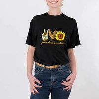 T-shirt en jean écologique à manches courtes pour femme avec logo personnalisé et imprimé tournesol – Grande Vente