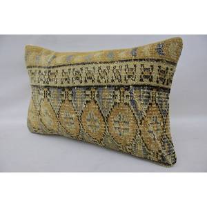 Beige Wool Woven <b>Pillow</b> 12x20 Inches Geometric Vintage Pattern Eco-Friendly Non-Slip Removable Washable Luxury Traditional - Product Image 3