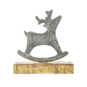 Figurine de Père Noël en aluminium doré de qualité supérieure sur socle en bois, décoration de table de Noël moderne, décoration festive pour la maison, cadeau - Product Image 2