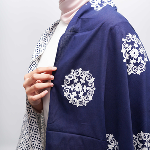 ผ้าบาติกประทับตราที่มีสีน้ำเงิน semarang เมืองเก่าลวดลายอินโดนีเซีย - Product Image 3