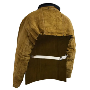 Chaqueta de soldadura de manga de cuero dividido de vaca impermeable de la mejor calidad, ropa de seguridad con babero - Product Image 5