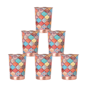 Venta al por mayor de vidrio de cobre esmaltado con acabado vasos para beber con acabado exterior brillante para uso diario de vidrio disponible para la venta - Product Image 3