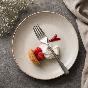 Fourchette à dessert professionnelle en acier inoxydable, finition miroir, réutilisable, pour cantines scolaires et collectivités - Product Image 1