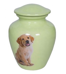 Urne funéraire classique en métal pour animaux de compagnie, avec image de chien, finition élégante - Product Image 2