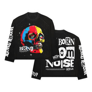 Sudadera Corta para Hombre, Estilo Urbano, Personalizada, Gruesa, Estampada, Vintage, Desgastada con Ácido, Rota, en Oferta - Product Image 5