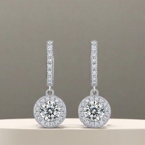 14K Luxury 925 <b>Silver</b> Pink Moissanite Diamond <b>Drop</b> <b>Earring</b> Solid Gold Hip Hop Style Hoop Diamond <b>Earring</b> for Women - Product Image 6