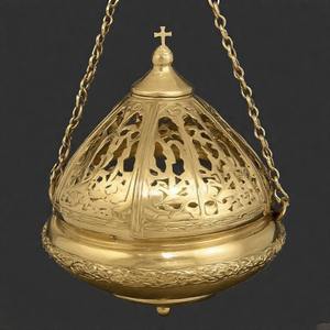 MessiahMist DivineFume Celestial Aura colgante quemador de incienso de latón incensario de acabado antiguo para rituales de iglesia y adoración sagrada - Product Image 5