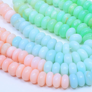 Perles de pierres précieuses opales naturelles, mélange rose vert bleu ciel, lisses, rondes, 15 pouces, 7-10 mm, opales multiples, qualité AAA, bijoux en pierres précieuses - Product Image 1