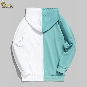2022 Sudadera con capucha de gran tamaño de alta calidad para hombre logotipo personalizado bordado Patchwork diseño Casual algodón liso teñido sudadera - Product Image 6