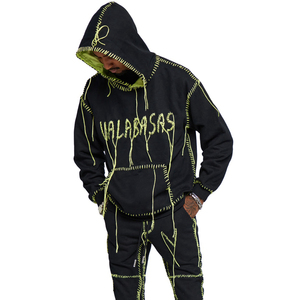 Survêtements deux pièces en polaire écologique pour hommes, chauds et à la mode, survêtement de maternité d'hiver uni avec logo personnalisé - Product Image 4