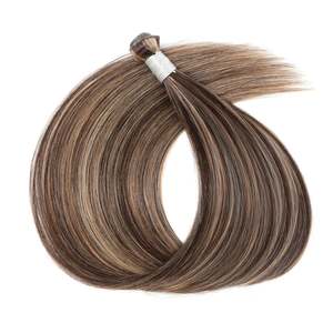 ผมต่อแบบ Genius Hand-Tied Weft ผมแท้ 100% เกรด 12A Super Double Drawn # 2/16 สีน้ำตาลเข้มและสีบลอนด์ธรรมชาติ - Product Image 1