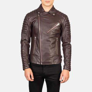 Veste de motard en cuir noir pour homme avec matériau de haute qualité-Veste en cuir véritable à prix de gros - Product Image 4