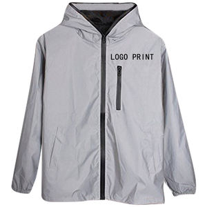 Chaqueta Cortavientos con Capucha Reflectante para Hombre, Estilo Deportivo, con Cuello Alto, Impermeable y Transpirable para Todas las Estaciones - Product Image 3