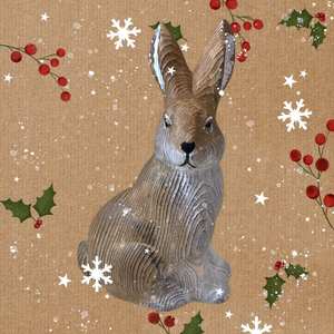 รูปปั้นกระต่ายไม้แกะสลักด้วยมือ YEEYAYA ของตกแต่งบ้าน รูปปั้นไม้สำหรับคริสต์มาส สัตว์ป่า ตกแต่งสวนสัตว์สำหรับห้อง คริสต์มาส - Product Image 3