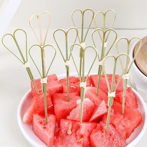 Natural Heart Bamboo Pick Stick for Party Food Fruit Sandwich Cake Decoration Use Disposable Skewer Toothpick Stick - Product Image 3