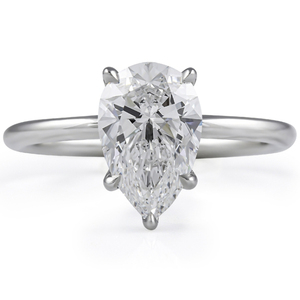 Bague de fiançailles solitaire en platine avec diamant poire certifié IGI, bijou classique pour femme, bague de fiançailles en platine avec diamant poire - Product Image 1