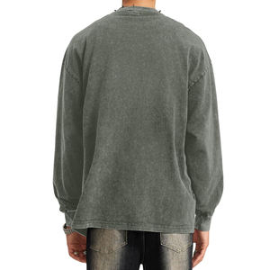 Sudaderas con capucha lavadas con ácido de peso pesado en blanco verde oscuro Vintage Stone Wash logotipo personalizado de gran tamaño Boxy Fit para hombres - Product Image 4
