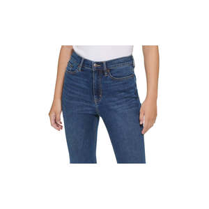 Calvin Klein Jeans Pantaloni a Zampa d'Elefante da Donna a Vita Alta in Denim Stampato Casual con Orlo a Spacco Taglie 2XL e XL Blu Traspiranti e Comodi - Product Image 2