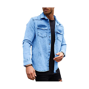 Chaqueta de Mezclilla Ligera Personalizada para Hombre – Chaqueta de Jeans Premium de Manga Larga con Logotipo Personalizado, Ropa Casual Urbana, Venta al Por Mayor OEM de Alta Calidad - Product Image 5