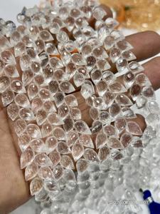 คริสตัลควอตซ์ธรรมชาติทรงหยดน้ำเจียระไนแบบแฟนซี ขนาดประมาณ 6x9 มม. ความยาว 8 นิ้ว - Product Image 5