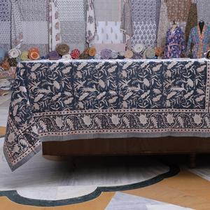 Hand Block Print Rectangular <b>Table</b> <b>Cloth</b> Organic Cotton Floral Design for Fine Dining <b>Table</b> Decor Durable and Wholesale Bulk - Product Image 2
