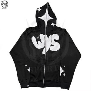High Quality Customized GSM Streetwear 100% cotton-Fleece Custom puff print full zip up <b>Hoodie</b> for Men's. - Product Image 2