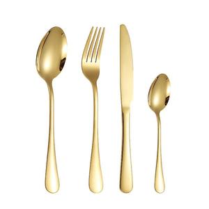 Ensemble de couverts en acier inoxydable plaqué or, martelé et poli, cuillères et fourchettes, couverts durables pour restaurant et mariage - Product Image 2
