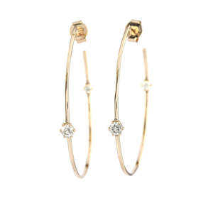 ต่างหูแบบห่วงทำด้วยมือสีทองแท้18K ต่างหูห่วงเพชรรูปตัว C ขนาดใหญ่เครื่องประดับราคาโรงงาน - Product Image 4