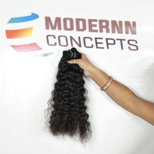 Cheveux humains indiens vierges Remy, non traités chimiquement, en lots naturels, cuticules alignées, couleur noire brute, bouclés crépus, provenant des temples indiens - Product Image 3