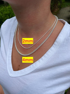 Collar de cadena de palomitas de maíz de plata esterlina 925 sólida Unisex joyería de moda con corte de diamante Coreana Italia Material de acero inoxidable - Product Image 2