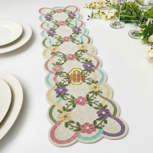 Camino de Mesa Bordado a Mano de 36 Pulgadas con Cuentas, Diseño Personalizado, Suministro al por Mayor - Product Image 3