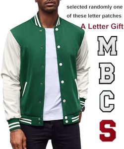 Nouveau style de veste universitaire coupe ajustée pour hommes College Baseball Letterman Bomber Coat Manches en cuir Hiver Laine-À la mode Élégant - Product Image 2