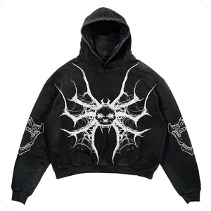 Sweat à capuche oversize en molleton brodé pour homme, style streetwear, 80 % coton 20 % polyester, avec épaules tombantes - Product Image 5