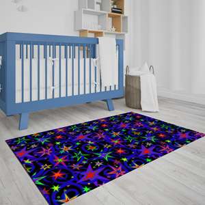 Tapis imprimé : Tapis étoiles, Tapis colorés, Tapis pour salle de jeux, Tapis en chenille - Product Image 3