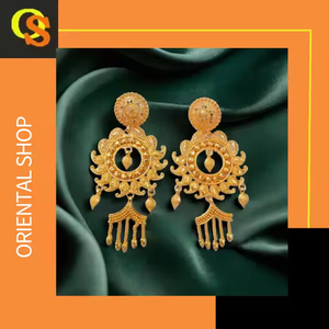 Comprar conjunto de pendientes con diseño elegante 22CT chapado en oro Jhumka pendientes joyería para las mujeres usan por los exportadores - Product Image 3