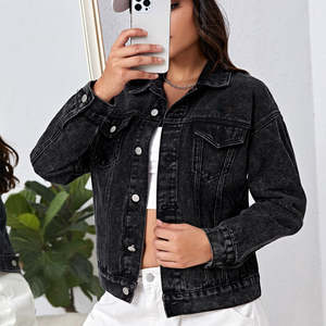 New Wholesale <b>Black</b> <b>Denim</b> <b>Jacket</b> Vintage Loose Women Short <b>Denim</b> <b>Jacket</b> for Women Lady Jean <b>Jacket</b> <b>Men</b> - Product Image 2