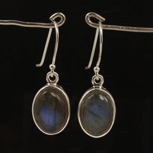Labradorite Gemstone <b>Earrings</b> 925 <b>Solid</b> Sterling <b>Silver</b> Oval Shape <b>Earrings</b> for Women & Girls Dangle <b>Earrings</b> <b>Silver</b> Jewelry - Product Image 5
