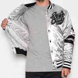 Veste bomber en satin pour homme, style équipe de baseball, boutons-pression, matelassée, streetwear d'hiver, vêtements d'extérieur - Product Image 1